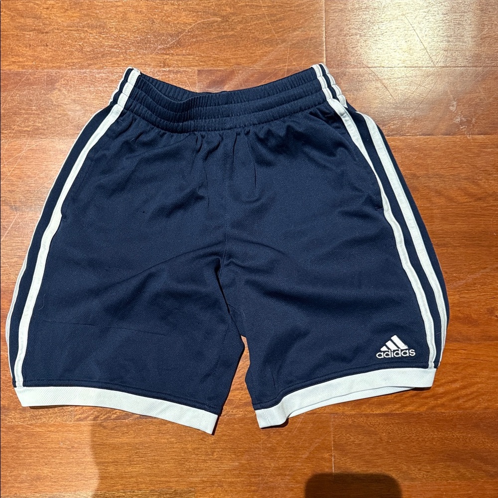 Adidas Navy Shorts with White Stripes
